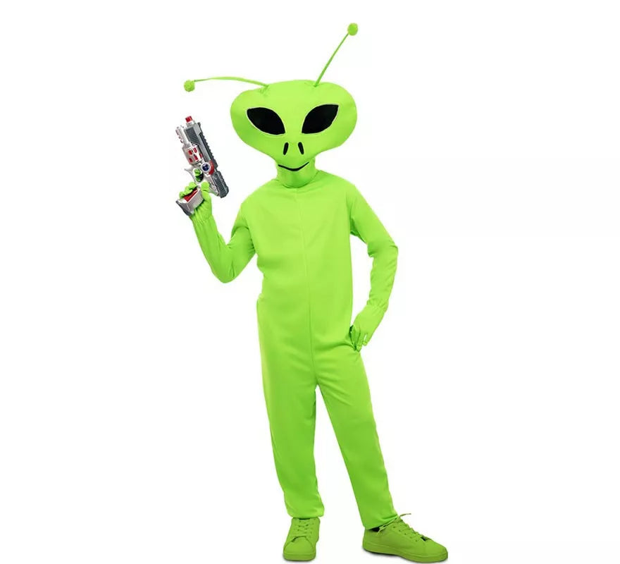 Translation missing: es.Disfraz de Alien clásico verde con máscara para niño