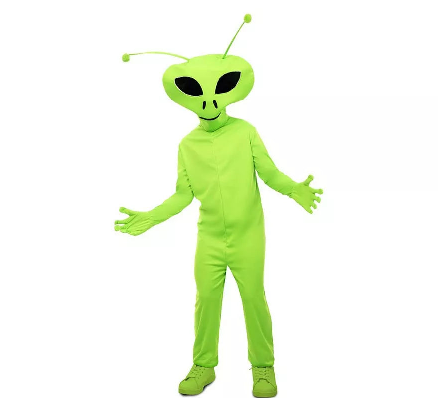 Translation missing: es.Disfraz de Alien clásico verde con máscara para niño