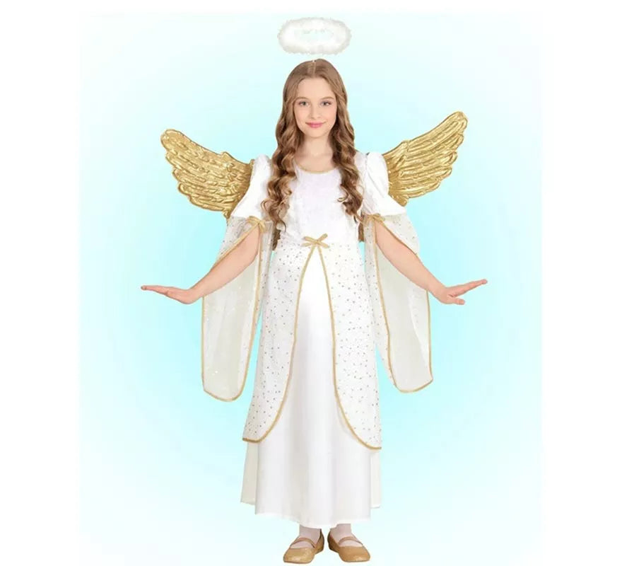 Translation missing: es.Disfraz de Ángel blanco y dorado para niña