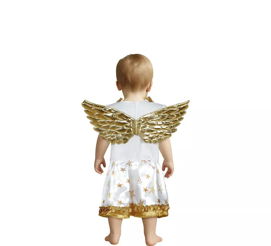 Translation missing: es.Disfraz de Ángel dorado en vestido blanco para bebé