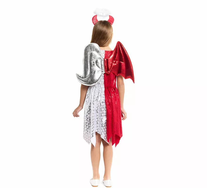 Translation missing: es.Disfraz de Ángel y Demonio con Alas y Cuernos para niña