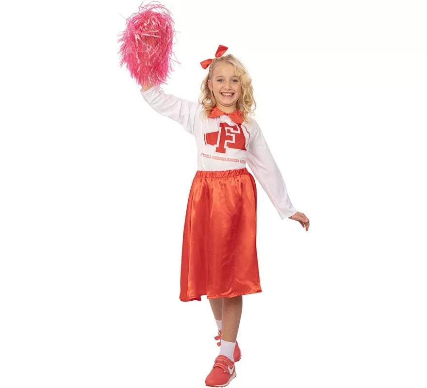 Disfraz de Animadora años 50 rojo y blanco para niña