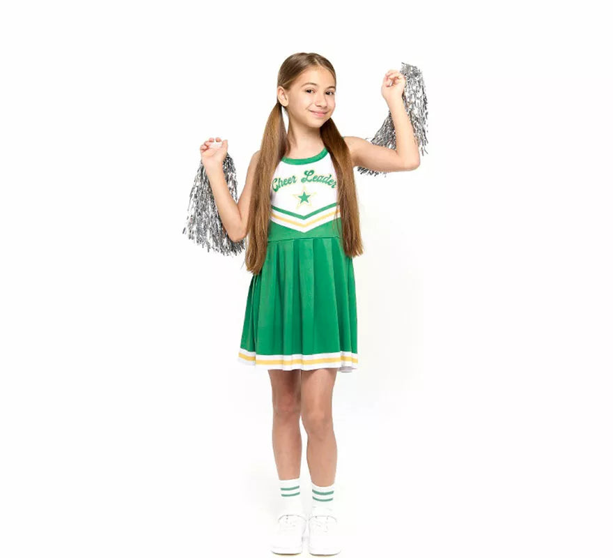 Translation missing: es.Disfraz de Animadora Cheerleader verde para niña