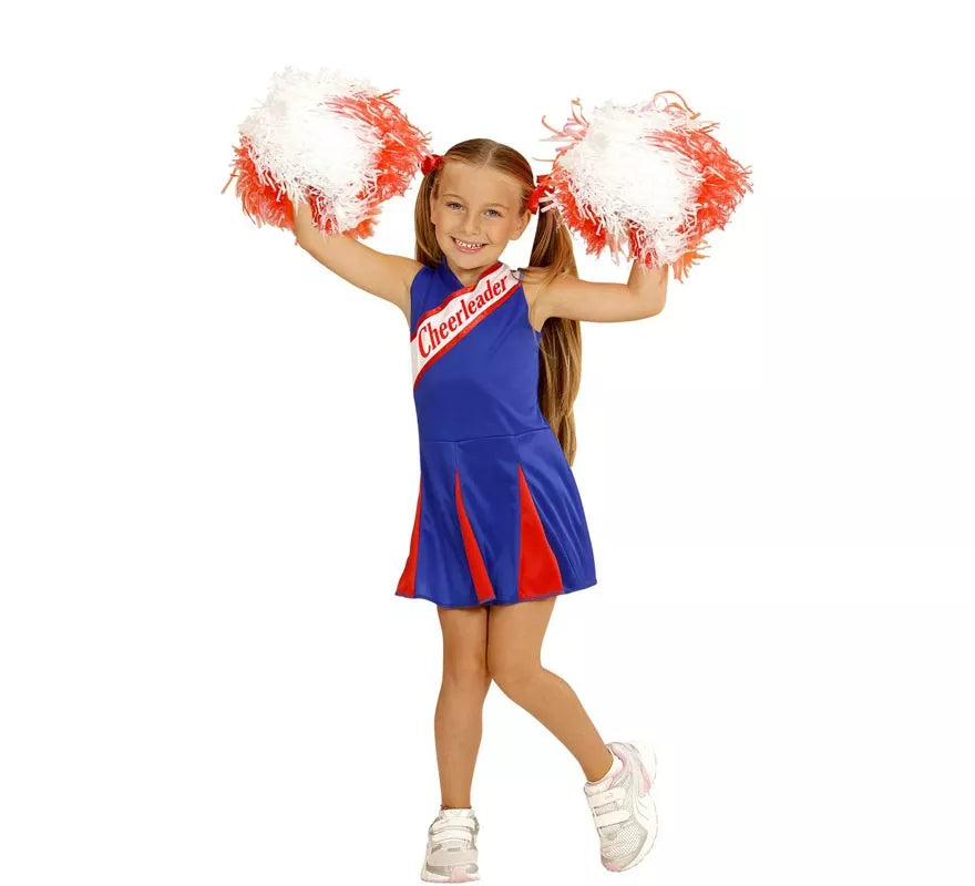 Disfraz de Animadora encantadora azul y rojo para niña