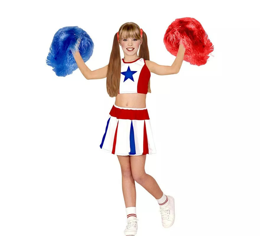 Translation missing: es.Disfraz de Animadora estrella tricolor para niña