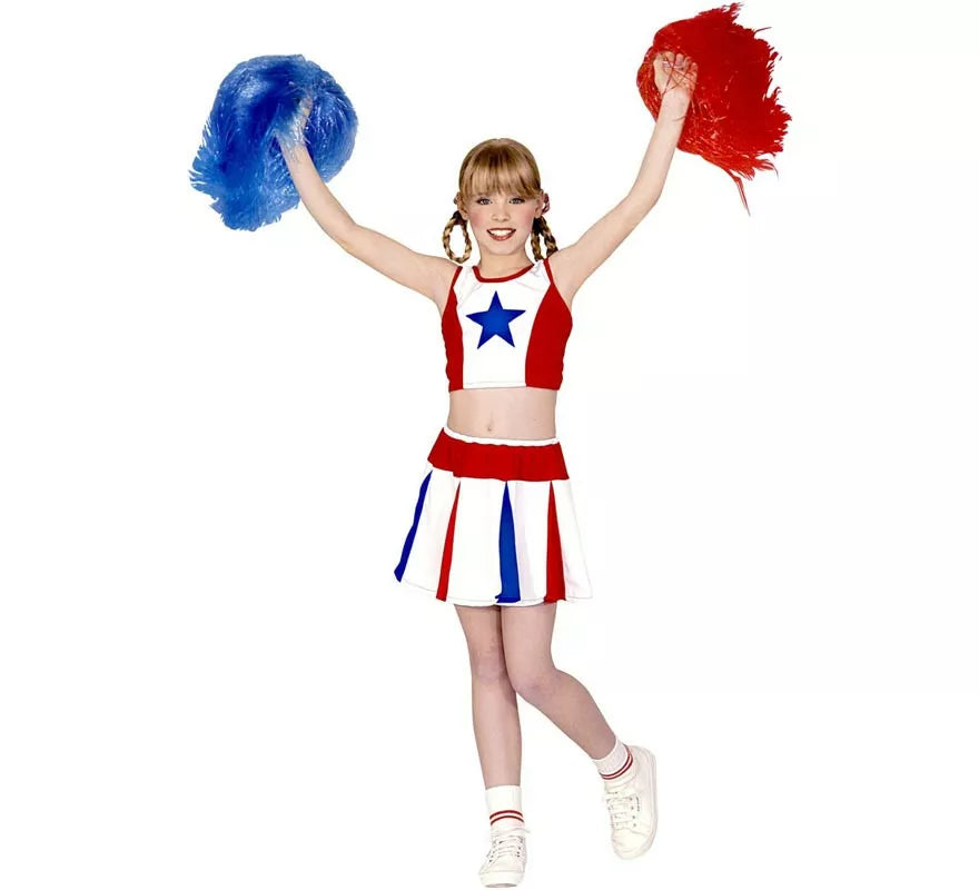 Translation missing: es.Disfraz de Animadora estrella tricolor para niña