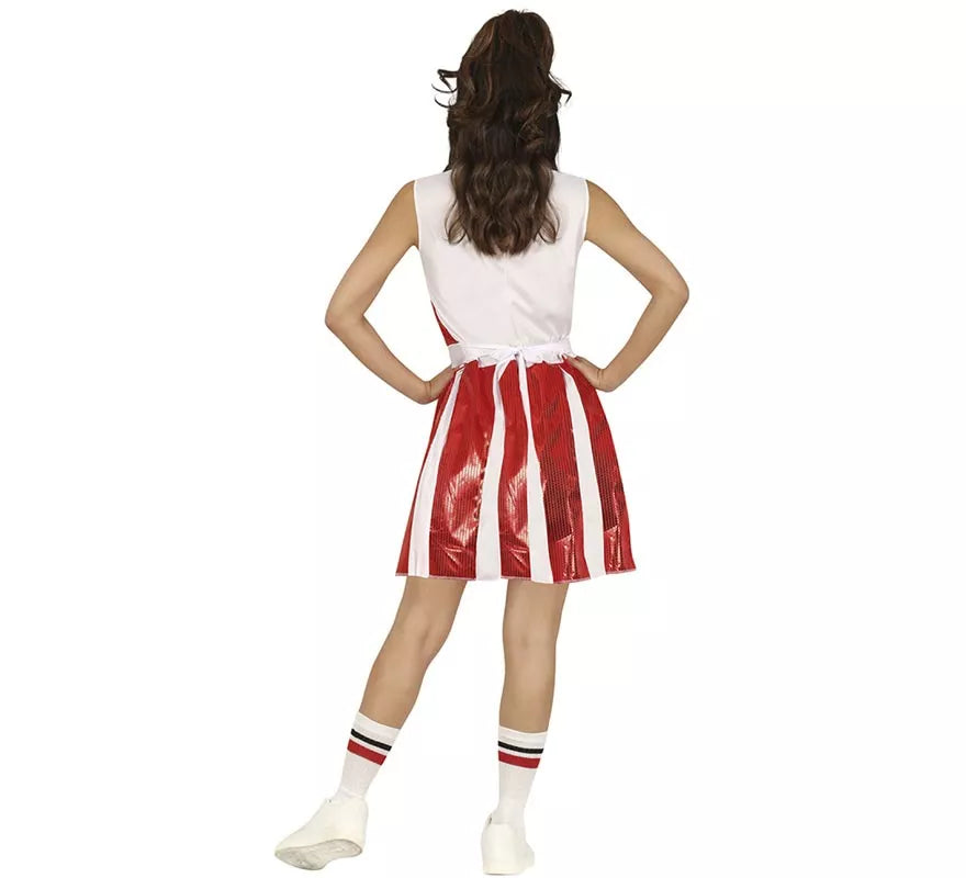 Disfraz de Animadora roja con lentejuelas para mujer