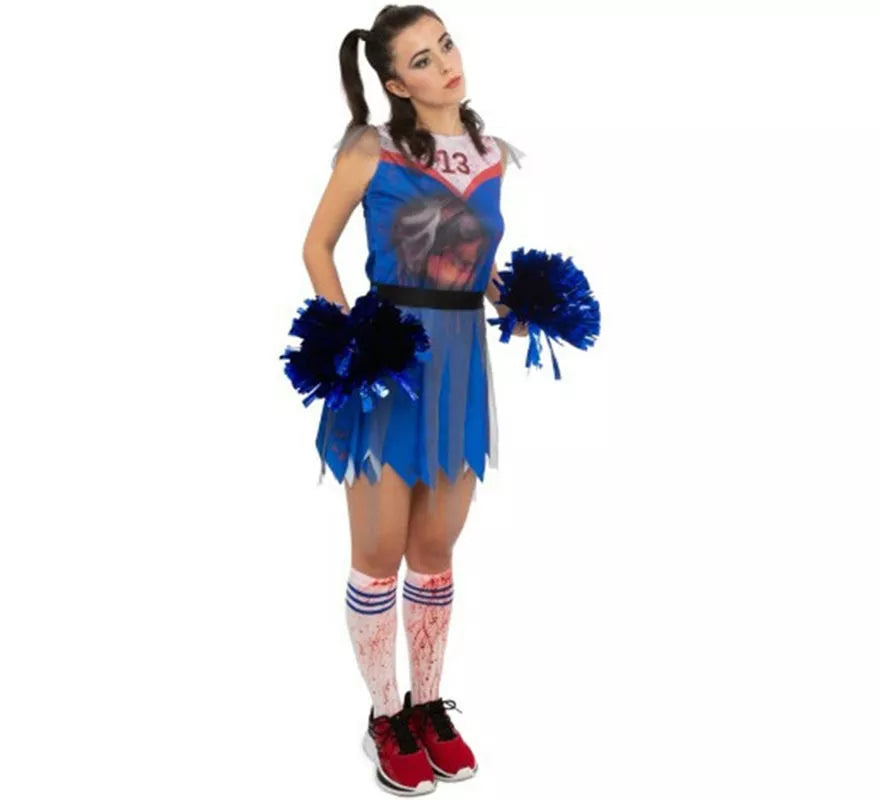 Translation missing: es.Disfraz de Animadora Zombie azul para mujer
