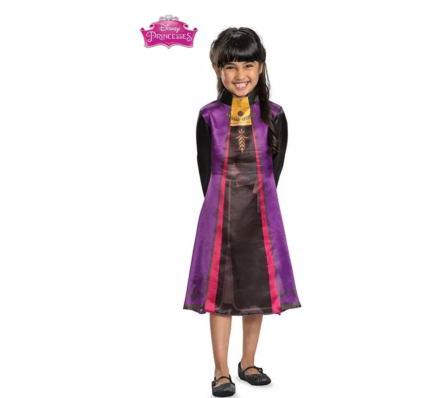 Translation missing: es.Disfraz de Anna Frozen traje morado para niña