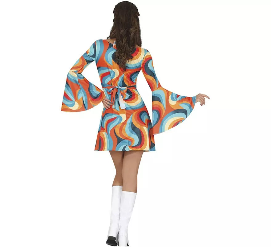 Translation missing: es.Disfraz de Años 70 curvas multicolor para mujer
