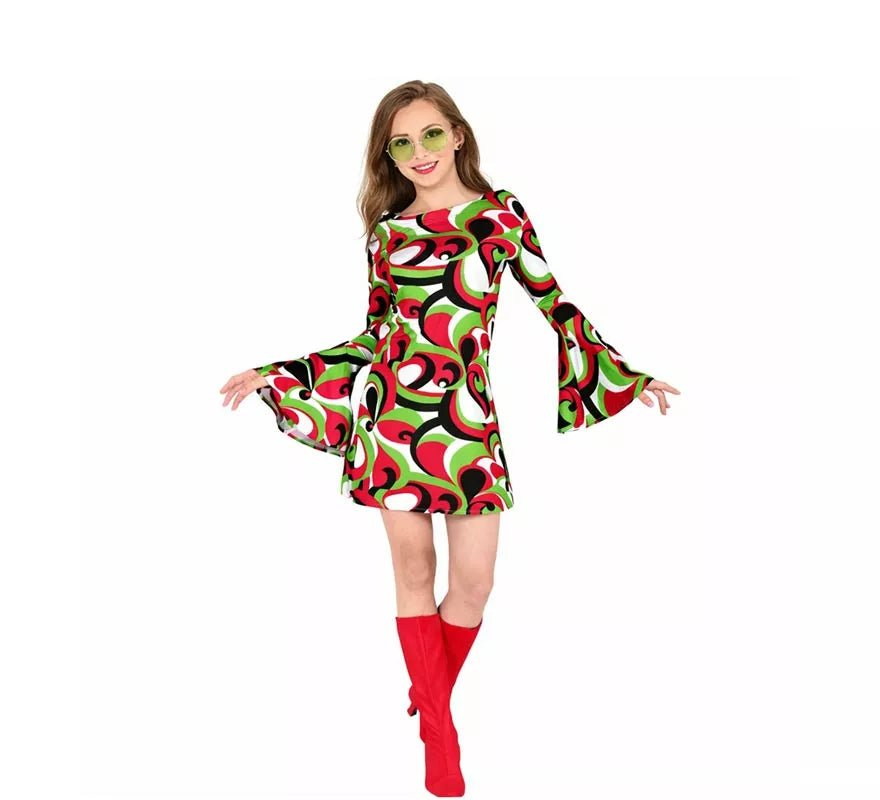 Translation missing: es.Disfraz de Años 70 Groovy Style Vestido Corto para mujer