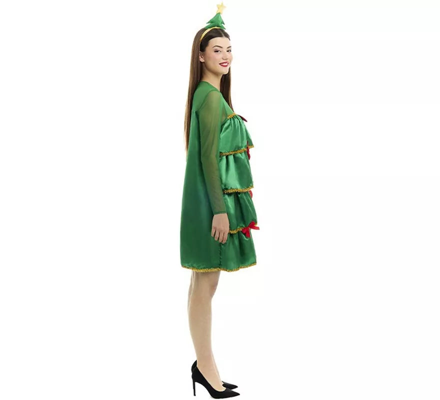 Translation missing: es.Disfraz de Árbol de Navidad con volantes y diadema para mujer