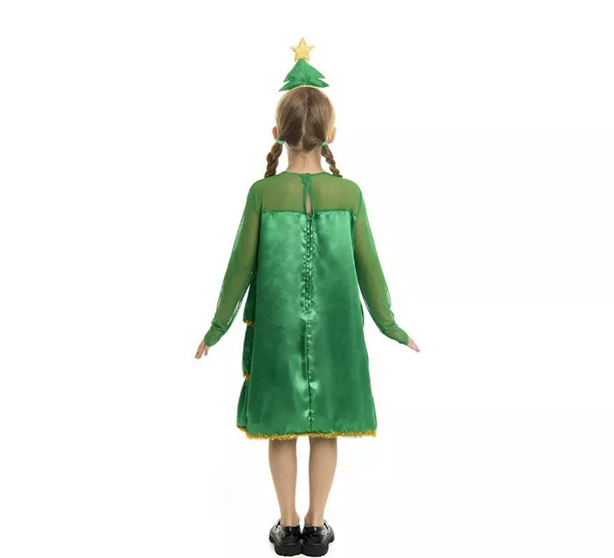 Translation missing: es.Disfraz de Árbol de Navidad con volantes y diadema para niña
