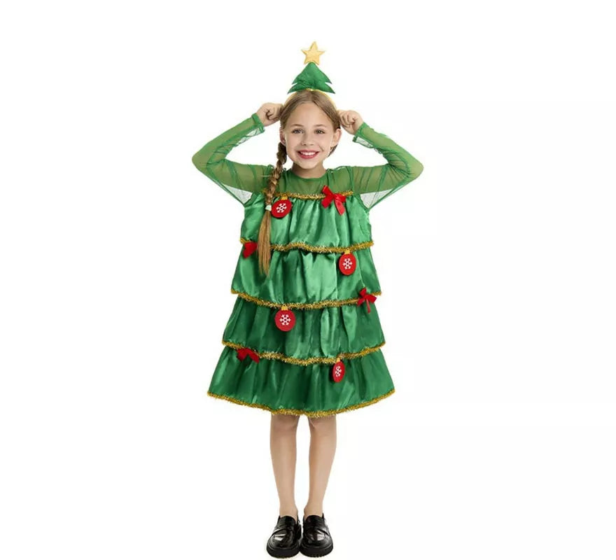 Translation missing: es.Disfraz de Árbol de Navidad con volantes y diadema para niña