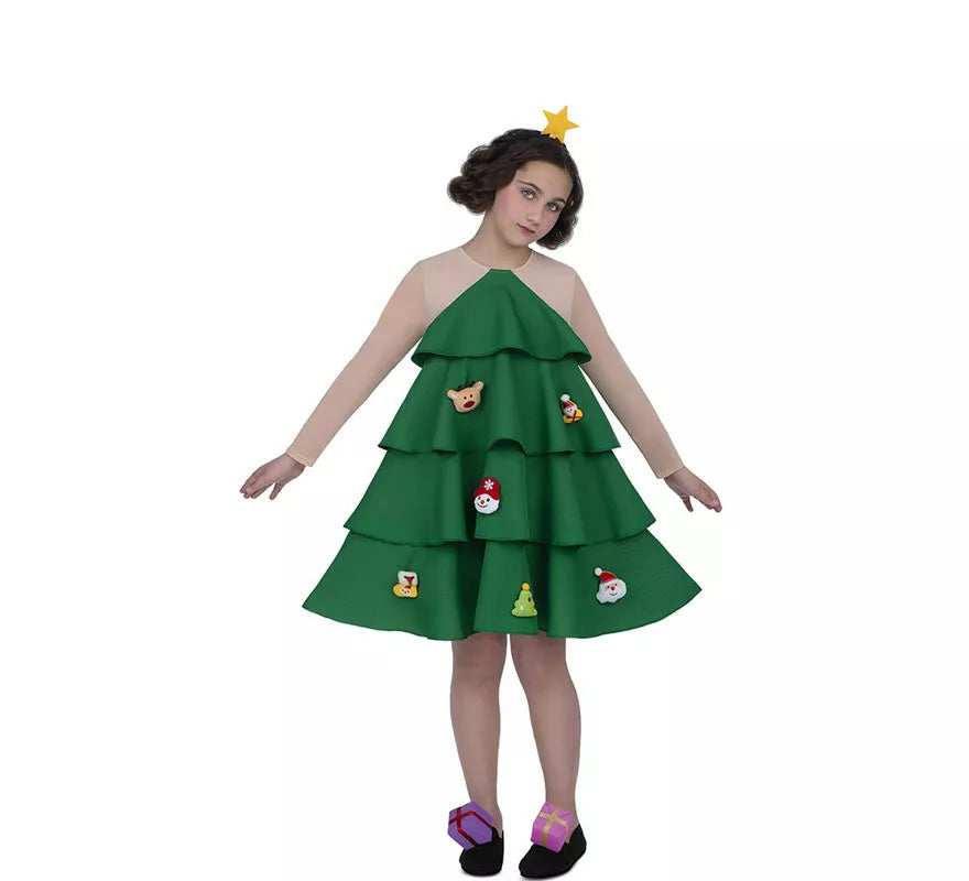Translation missing: es.Disfraz de Arbolito de Navidad Adornado Deluxe para niña