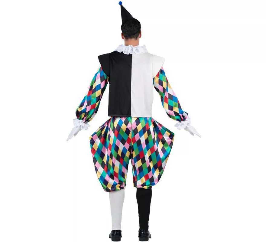 Translation missing: es.Disfraz de Arlequín negro y multicolor para hombre