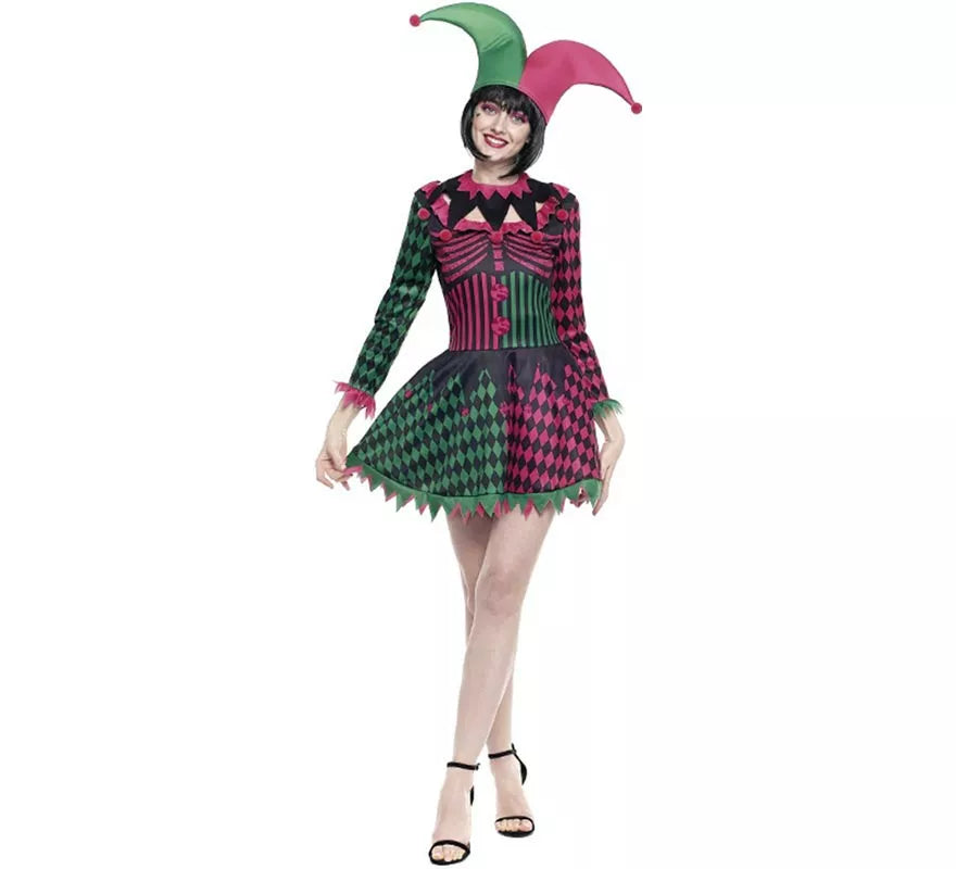 Translation missing: es.Disfraz de Arlequina tricolor para mujer