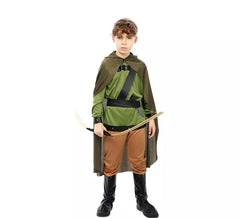Disfraz de Arquero del Bosque verde con capa para niño