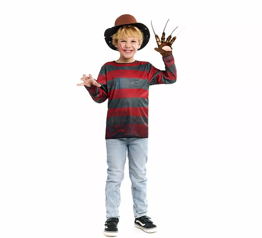 Translation missing: es.Disfraz de Asesino de Pesadilla con Sombrero para niño
