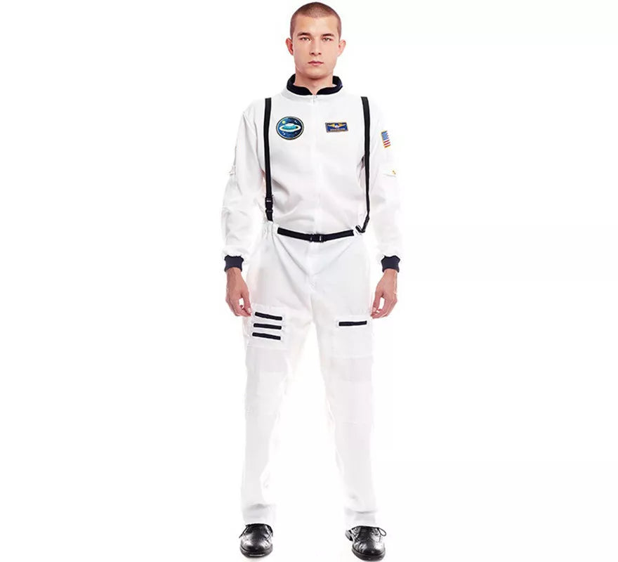 Translation missing: es.Disfraz de Astronauta blanco con Insignia para hombre