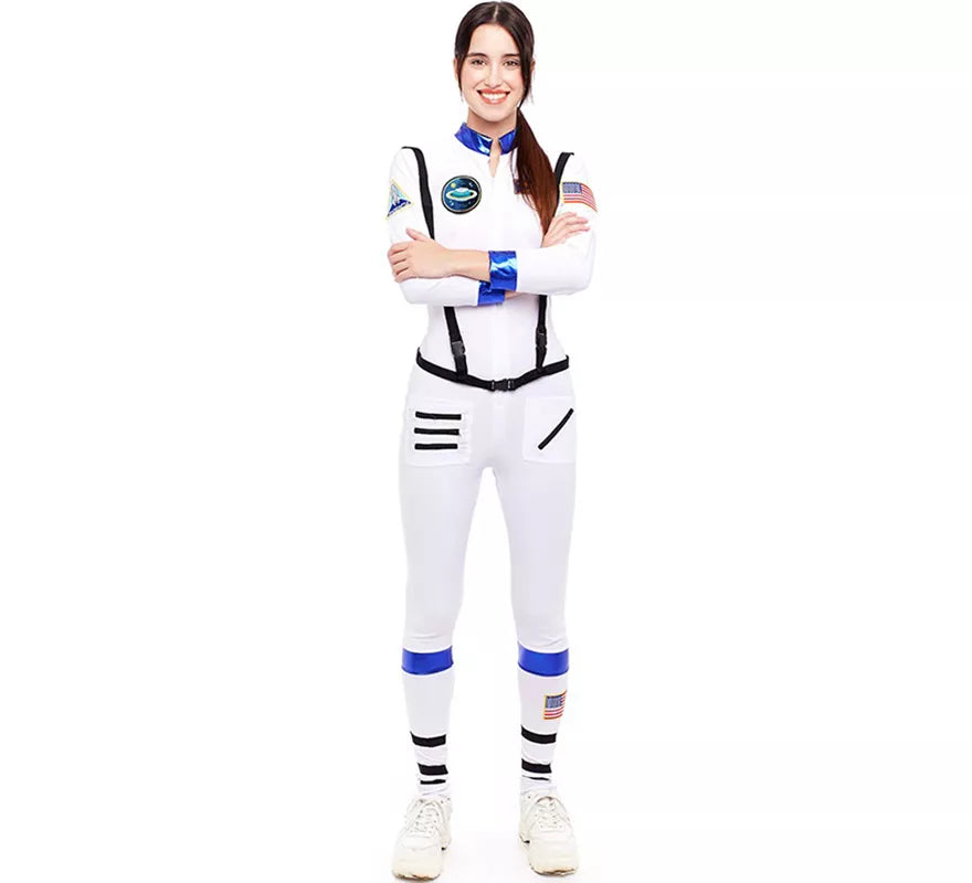 Translation missing: es.Disfraz de Astronauta blanco con Insignia para mujer