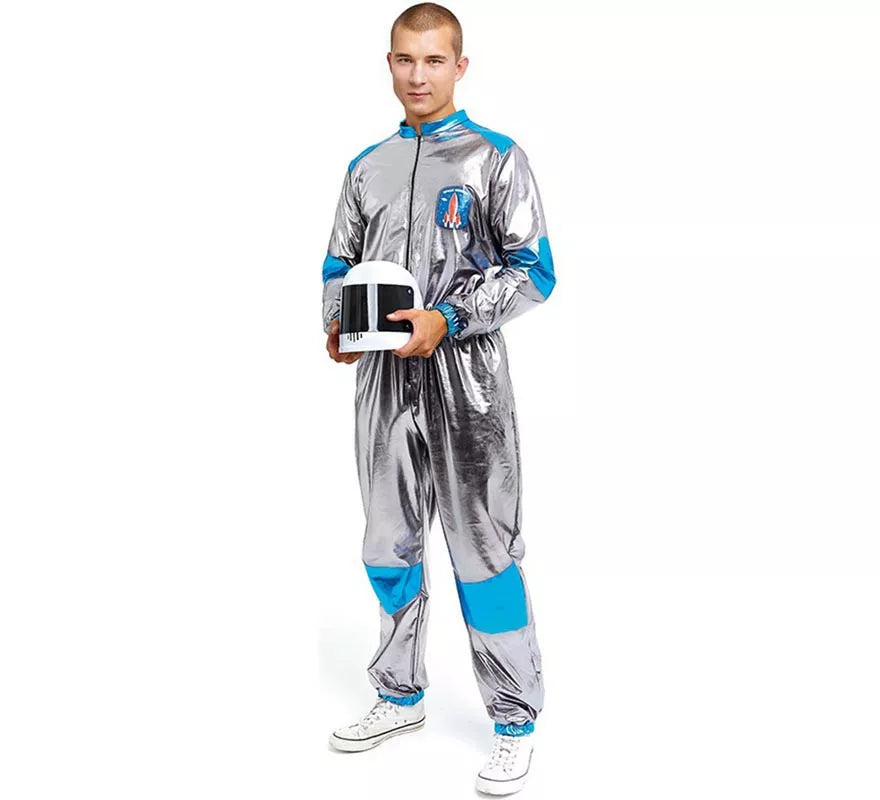 Translation missing: es.Disfraz de Astronauta plateado y azul para adulto