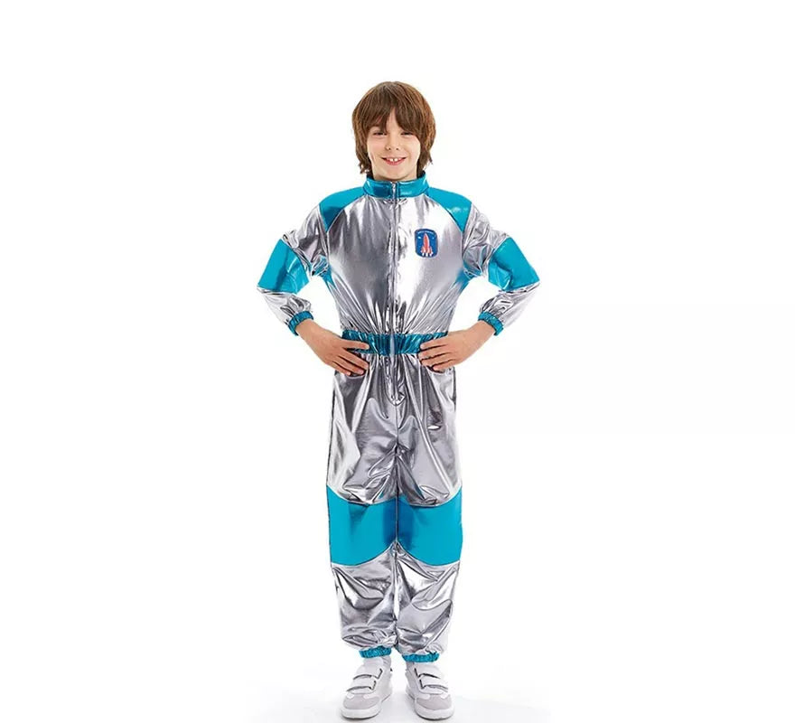 Translation missing: es.Disfraz de Astronauta plateado y azul para niños