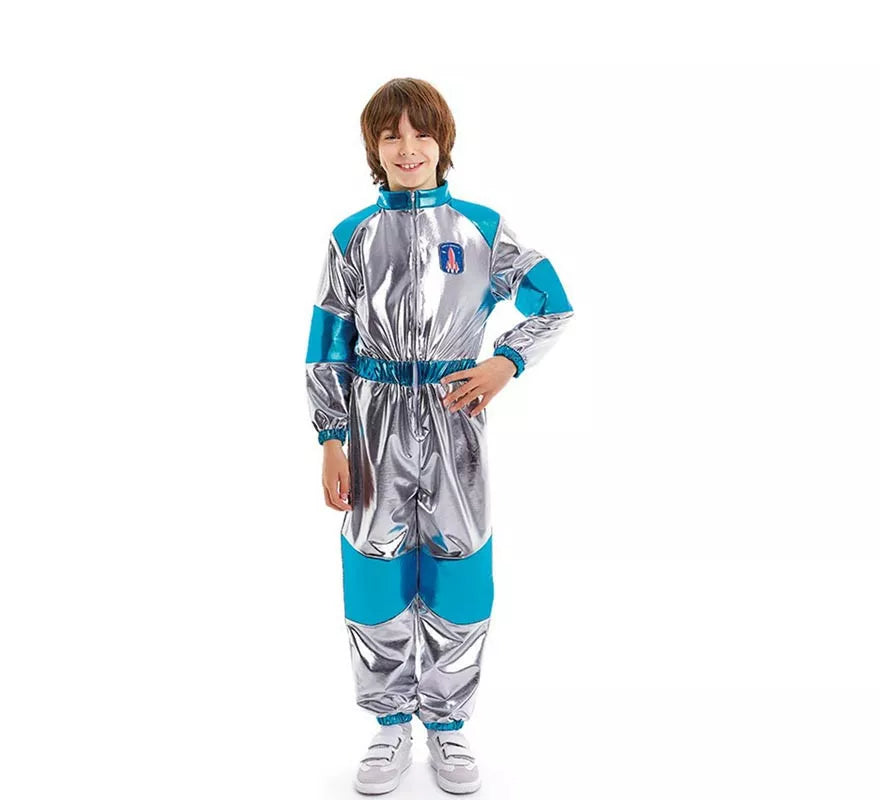 Disfraz de Astronauta plateado y azul para niños