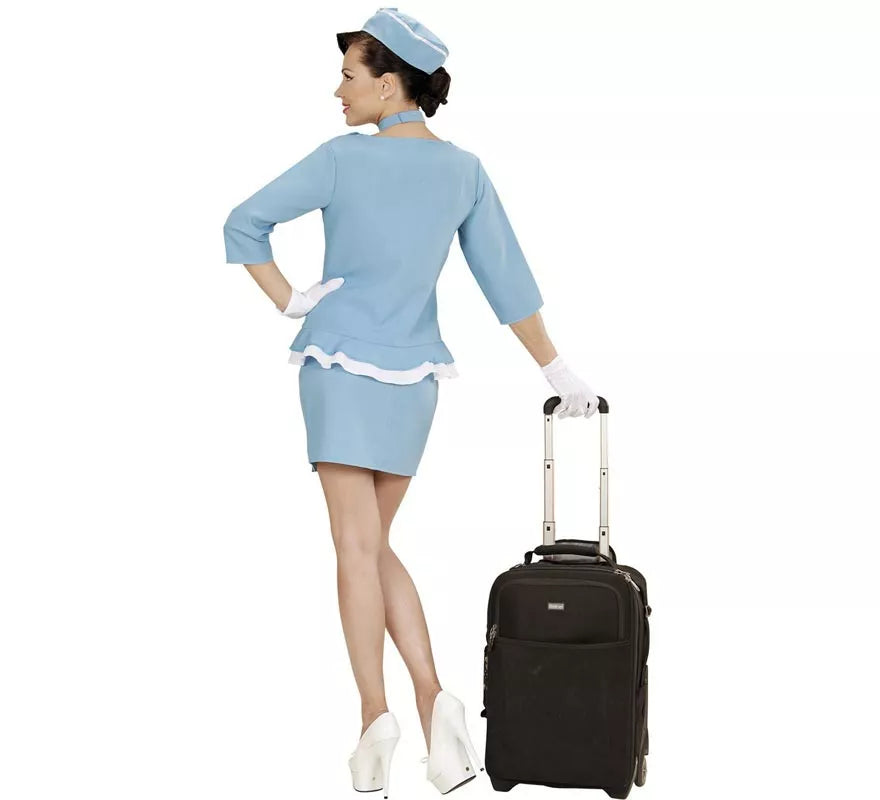 Translation missing: es.Disfraz de Azafata azul con corbata para mujer