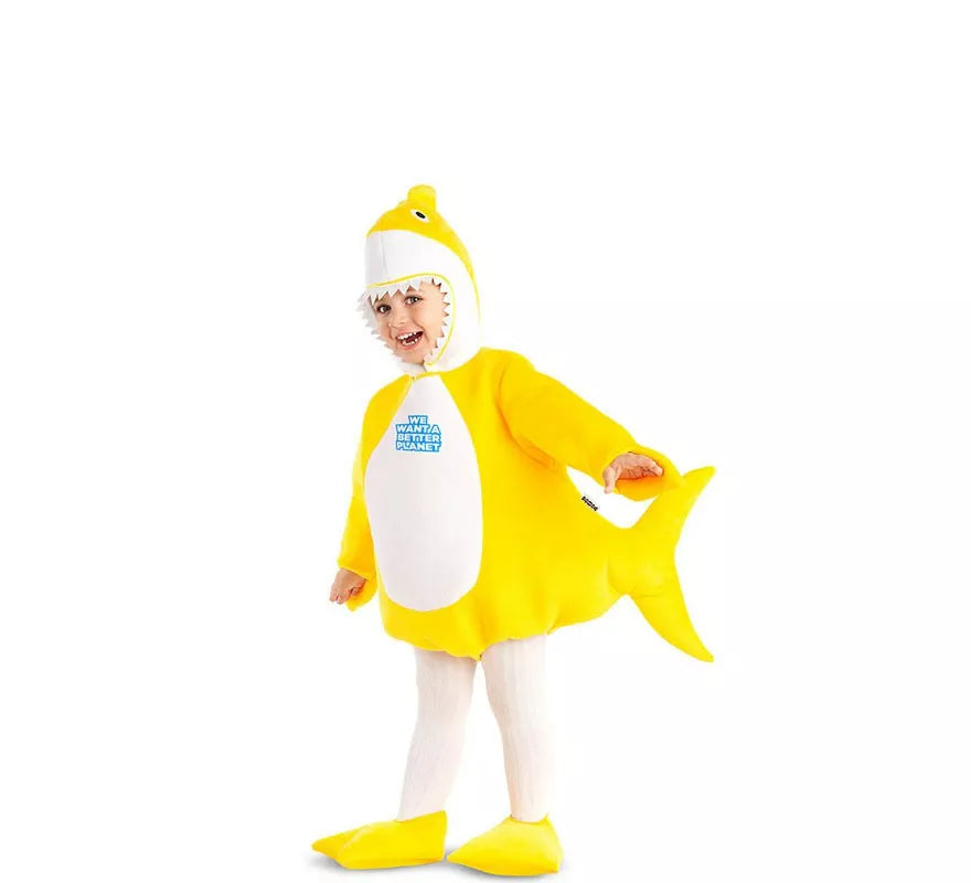Translation missing: es.Disfraz de Baby Shark amarillo con capucha para bebé y niños