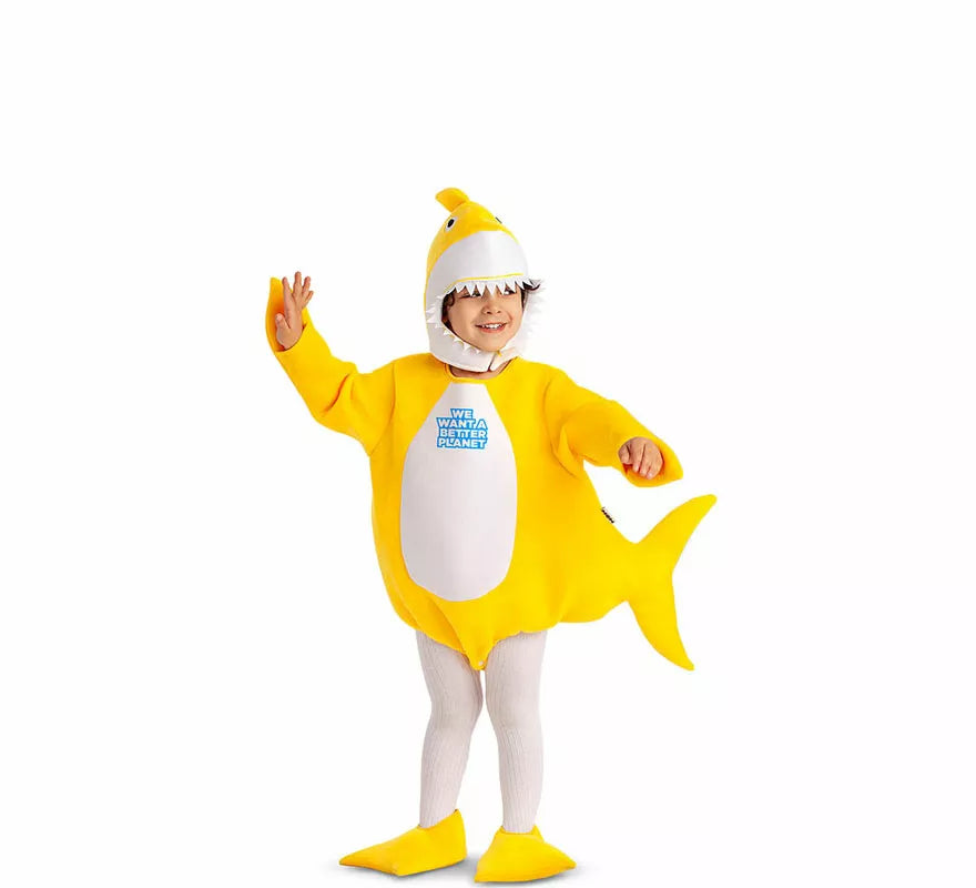 Translation missing: es.Disfraz de Baby Shark amarillo con capucha para bebé y niños