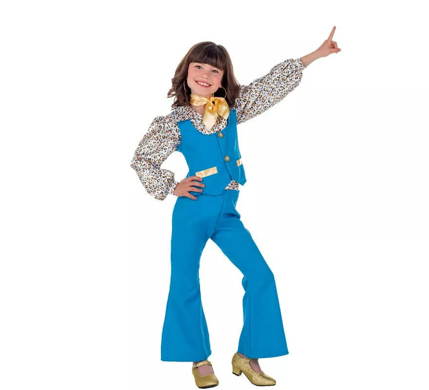 Translation missing: es.Disfraz de Bailarina Años 70 Azul para niña