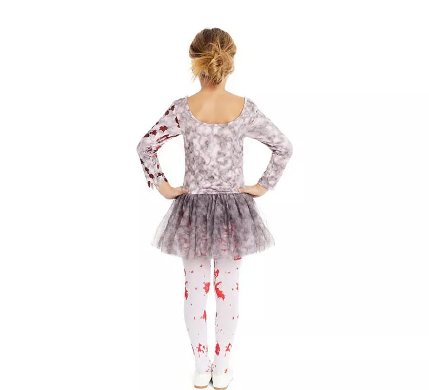 Translation missing: es.Disfraz de Bailarina Zombie gris con tocado para niña y adolescente