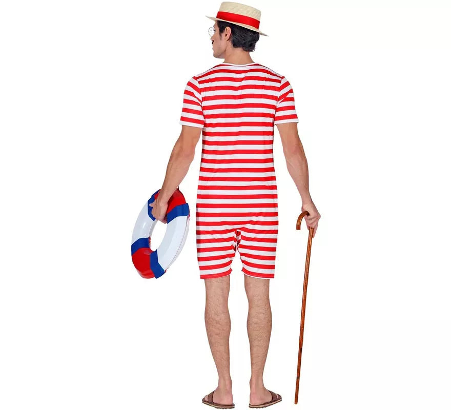 Translation missing: es.Disfraz de Bañador Estilo Retro años 50 rojo para hombre
