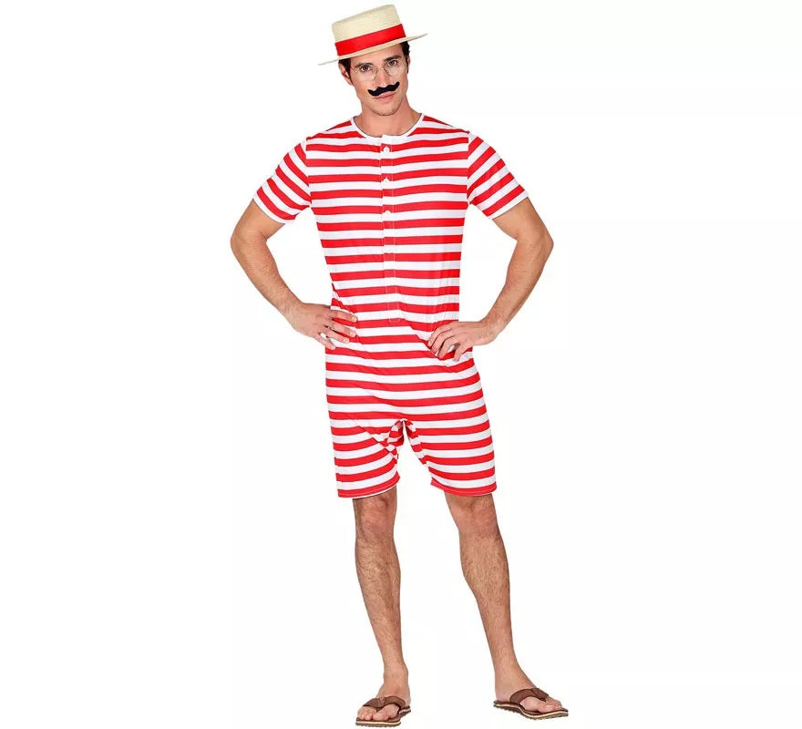 Translation missing: es.Disfraz de Bañador Estilo Retro años 50 rojo para hombre