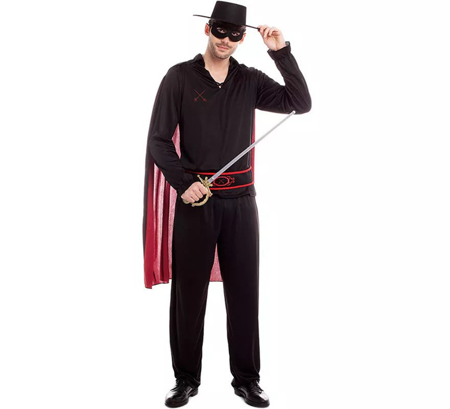 Translation missing: es.Disfraz de Bandido Z negro con capa para hombre