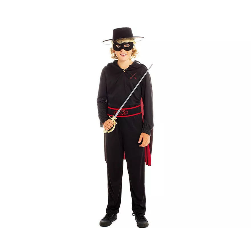 Translation missing: es.Disfraz de Bandido Z negro con capa para niño