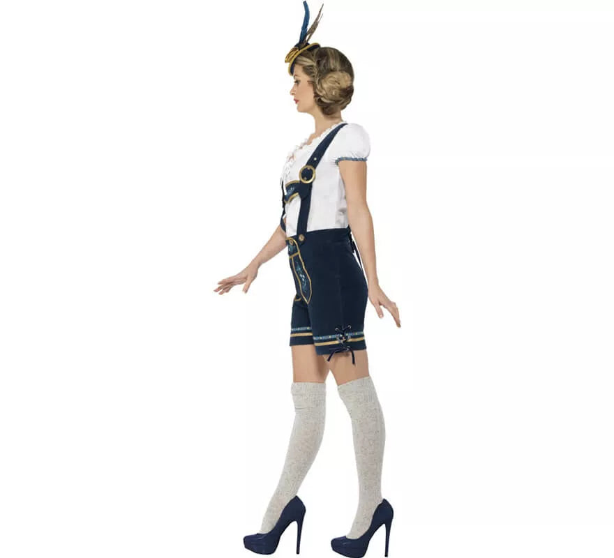 Translation missing: es.Disfraz de Bávara Azul con Lederhosen para mujer