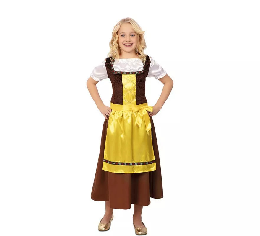 Translation missing: es.Disfraz de Bávara clásica marrón y amarillo para niña