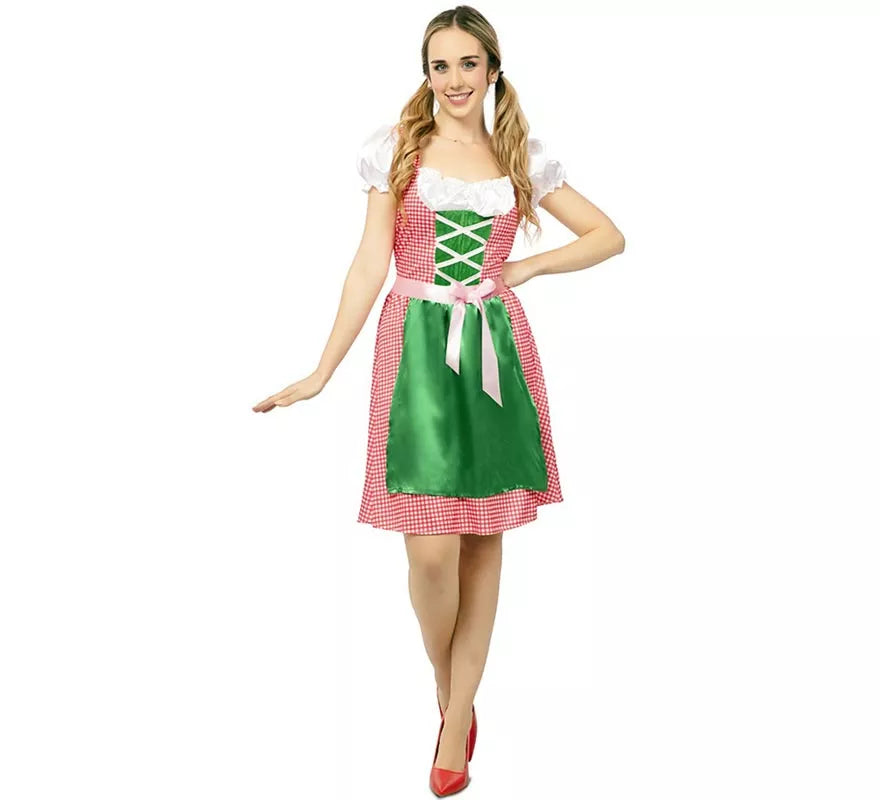Translation missing: es.Disfraz de Bávara vestido rosa y verde para mujer