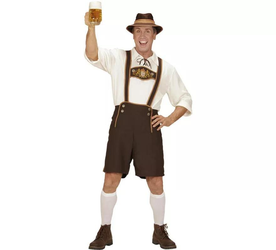 Translation missing: es.Disfraz de Bávaro blanco y marrón con sombrero para hombre