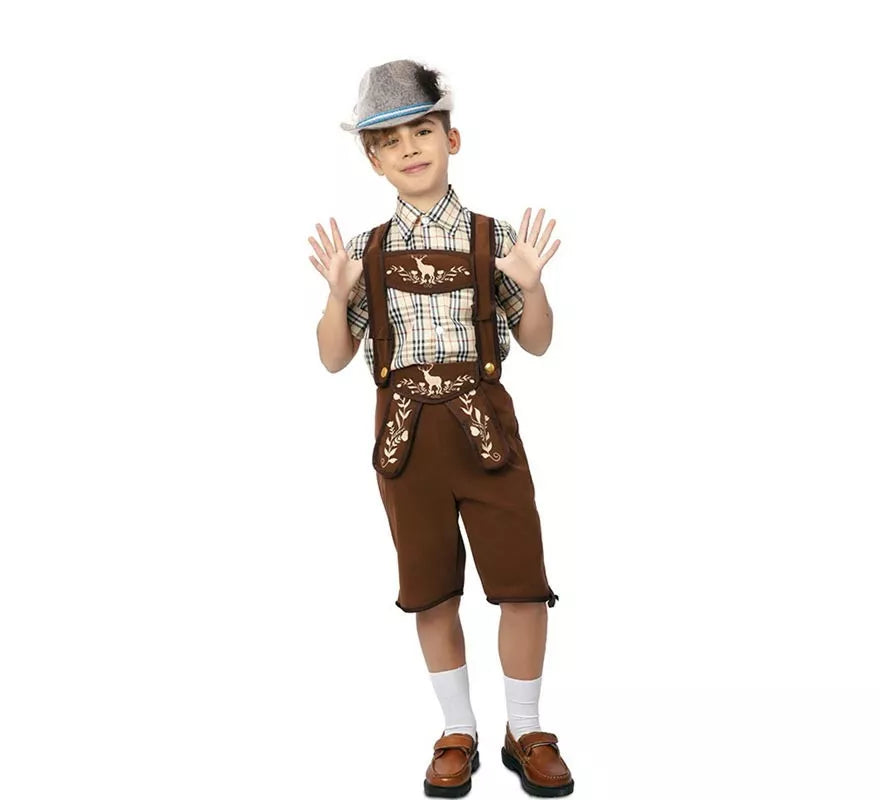 Translation missing: es.Disfraz de Bávaro clásico marrón a rayas para niño