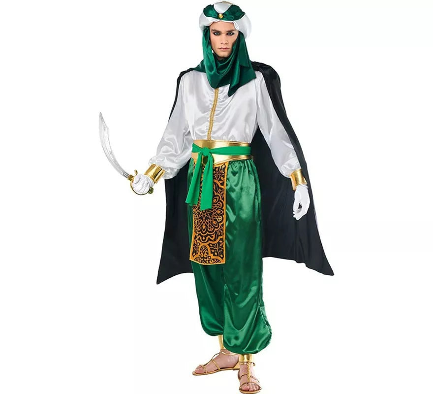 Translation missing: es.Disfraz de Beduino elegante verde y blanco para hombre