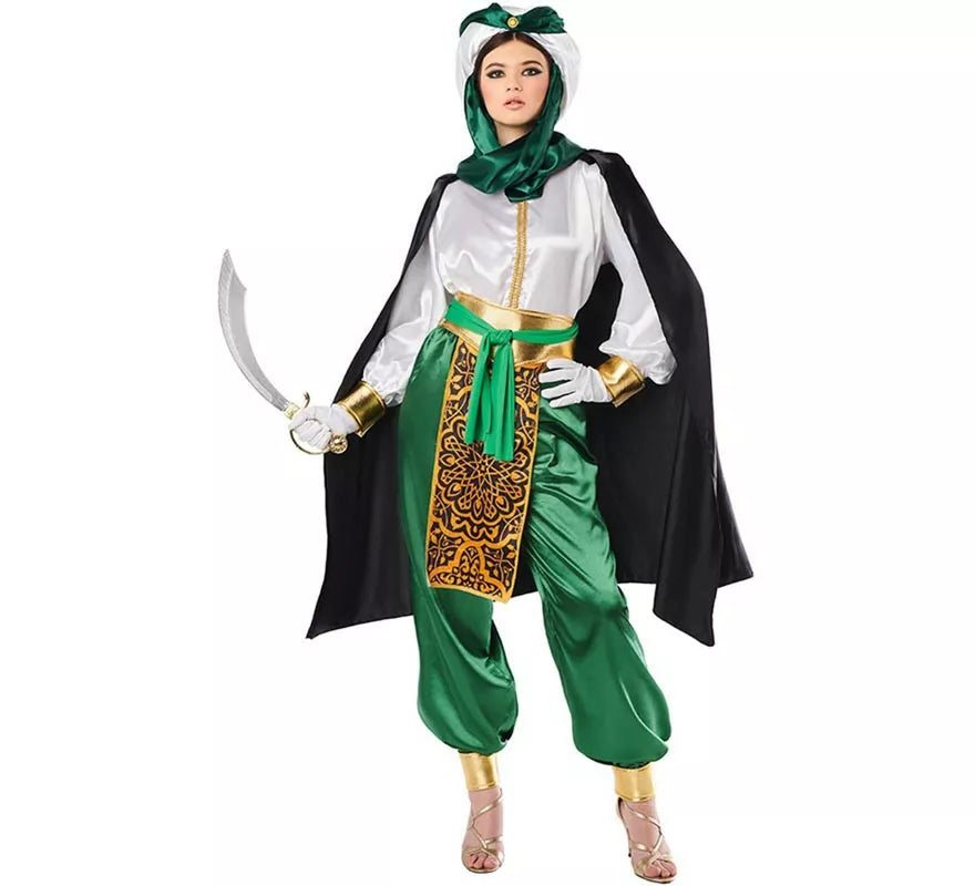 Translation missing: es.Disfraz de Beduino elegante verde y blanco para mujer