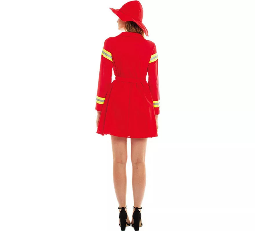 Disfraz de Bombera Rojo y Amarillo para mujer