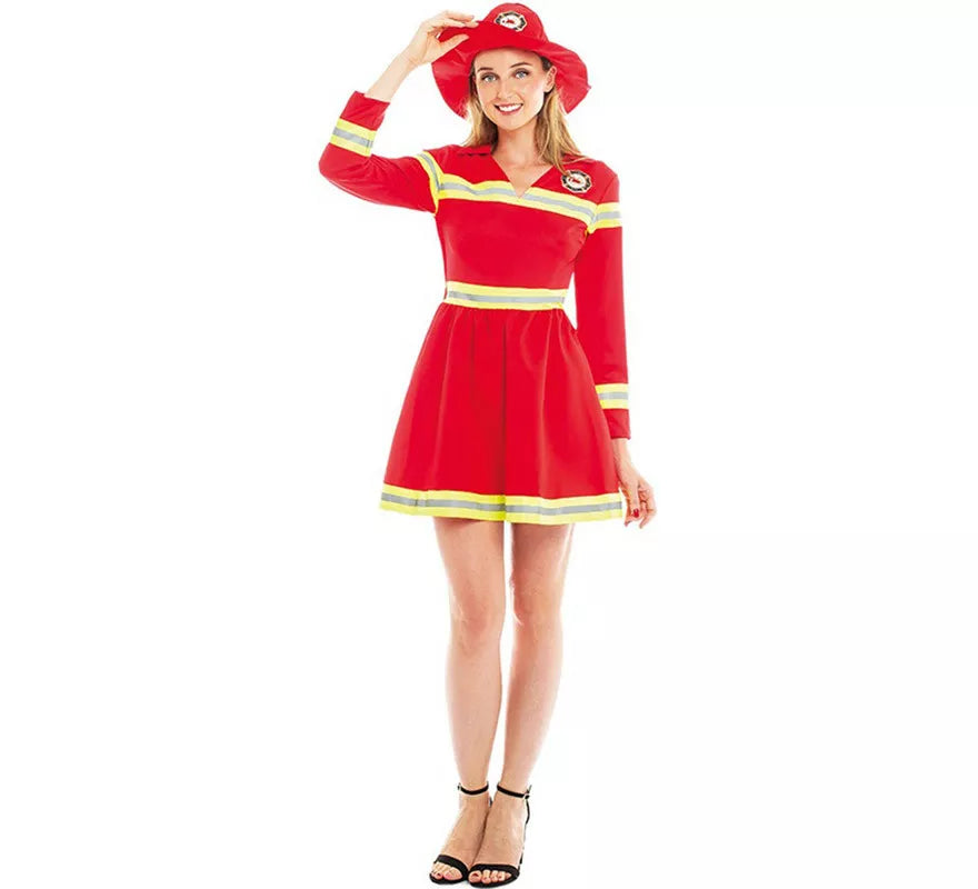 Translation missing: es.Disfraz de Bombera Rojo y Amarillo para mujer