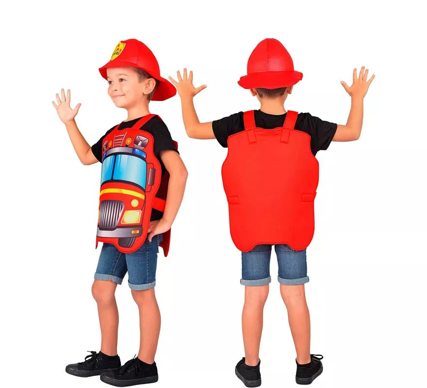 Translation missing: es.Disfraz de Bombero rojo con gorro para niños