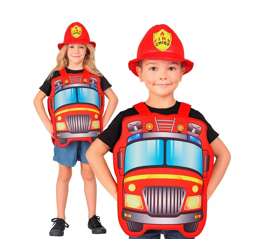 Translation missing: es.Disfraz de Bombero rojo con gorro para niños