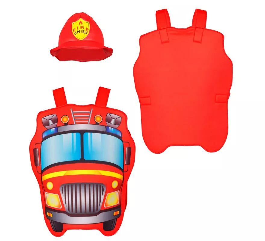 Disfraz de Bombero rojo con gorro para niños