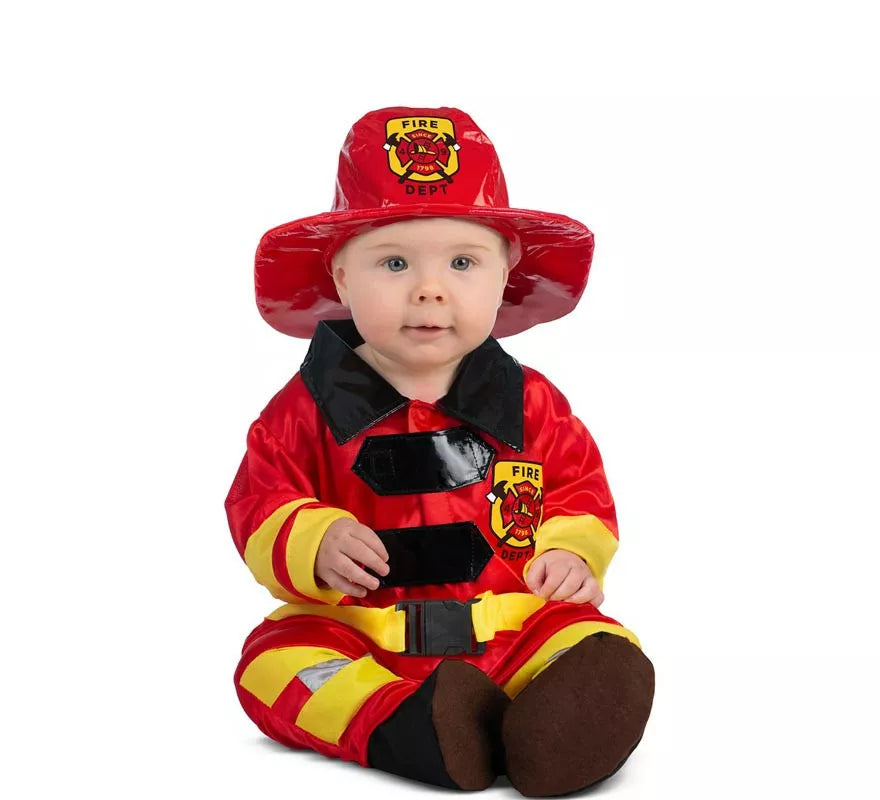 Translation missing: es.Disfraz de Bombero rojo y amarillo con casco para bebé
